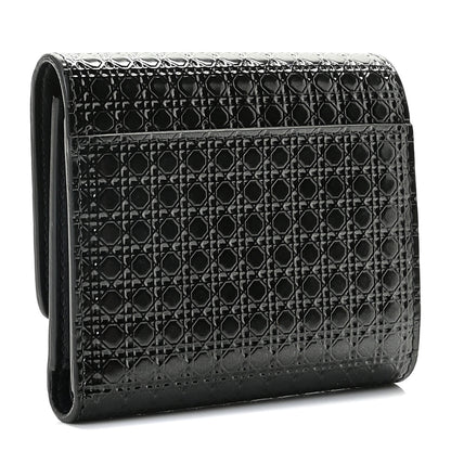 Christian Dior Metallic Patent Micro-Cannage 30 Montaigne Lotus Wallet Onyx Black 3 of 8