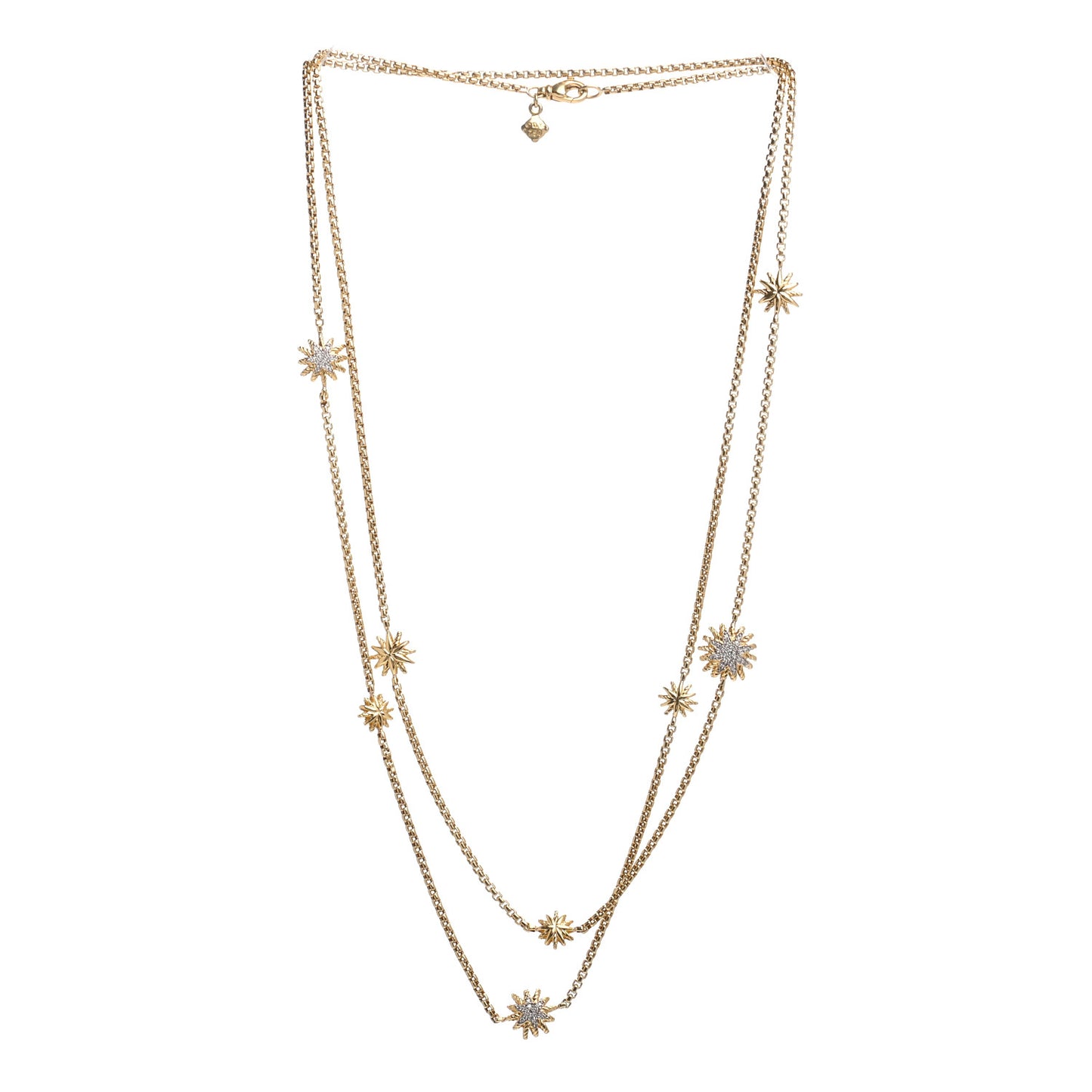 18K Yellow Gold Diamond Starburst Constellation Long Necklace