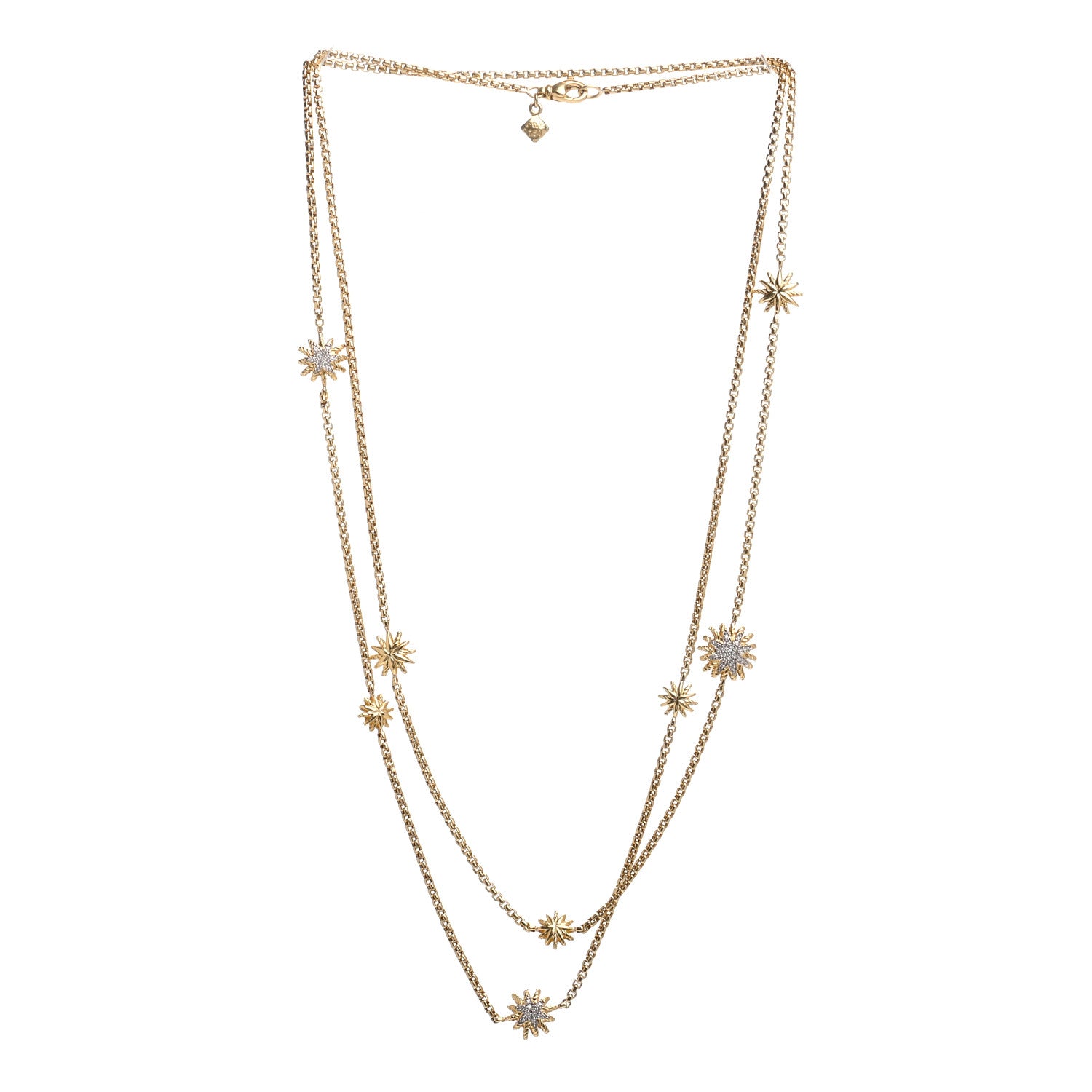 David Yurman 18K Yellow Gold Diamond Starburst Constellation Long Necklace 3 of 4