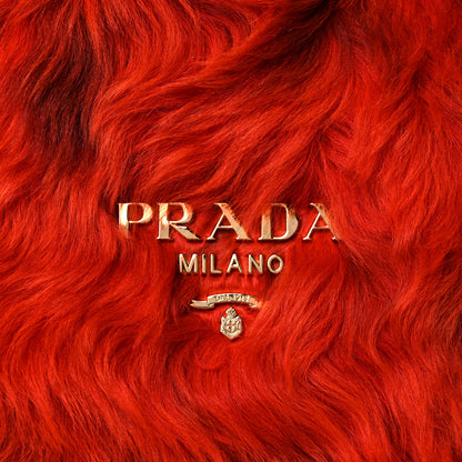 Prada Shearling Fur Calfskin Suede Shoulder Bag Red 8 of 11