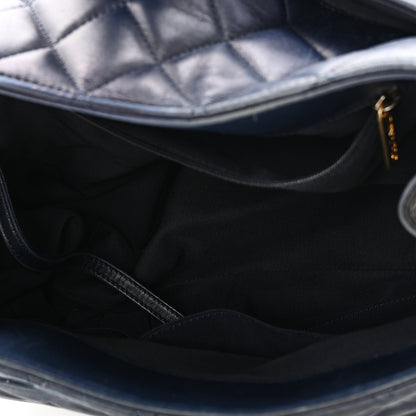 Chanel Lambskin Quilted Elegant CC Shopping Tote Navy Black 5 of 10