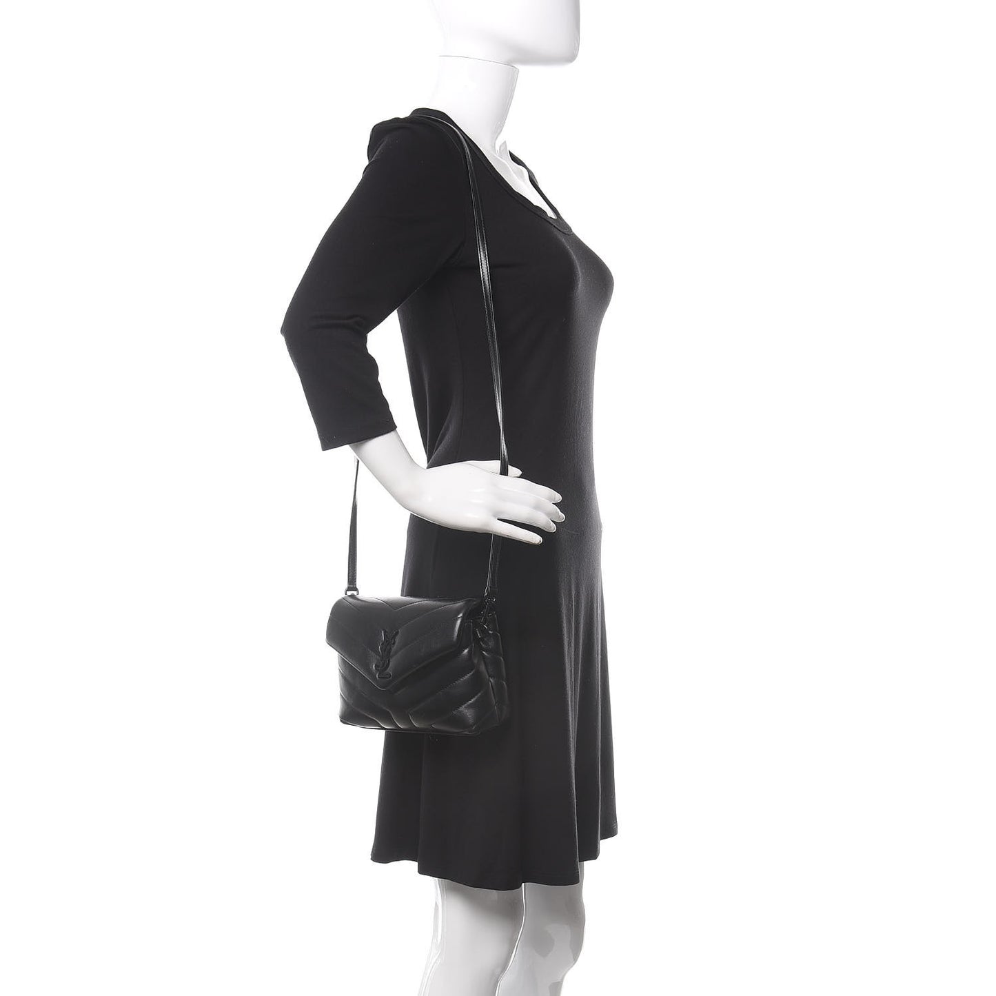 Calfskin Y Quilted Monogram Toy Loulou Crossbody Bag Black