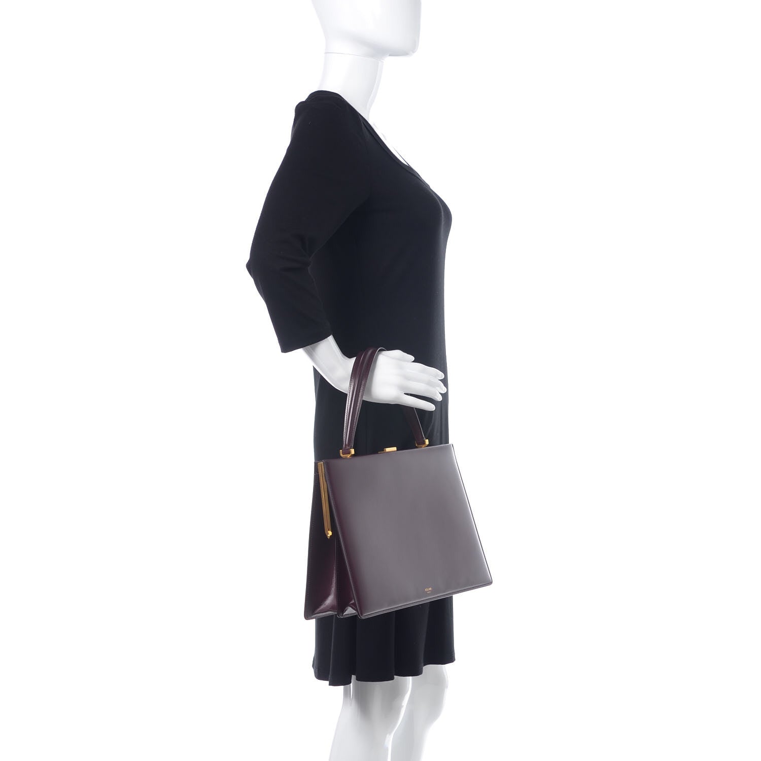 Celine Box Calfskin Medium Clasp Bag Burgundy 2 of 9