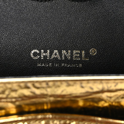 Chanel Metallic Calfskin Crocodile Embossed Cocodile Rectangular Mini Flap Gold 6 of 10