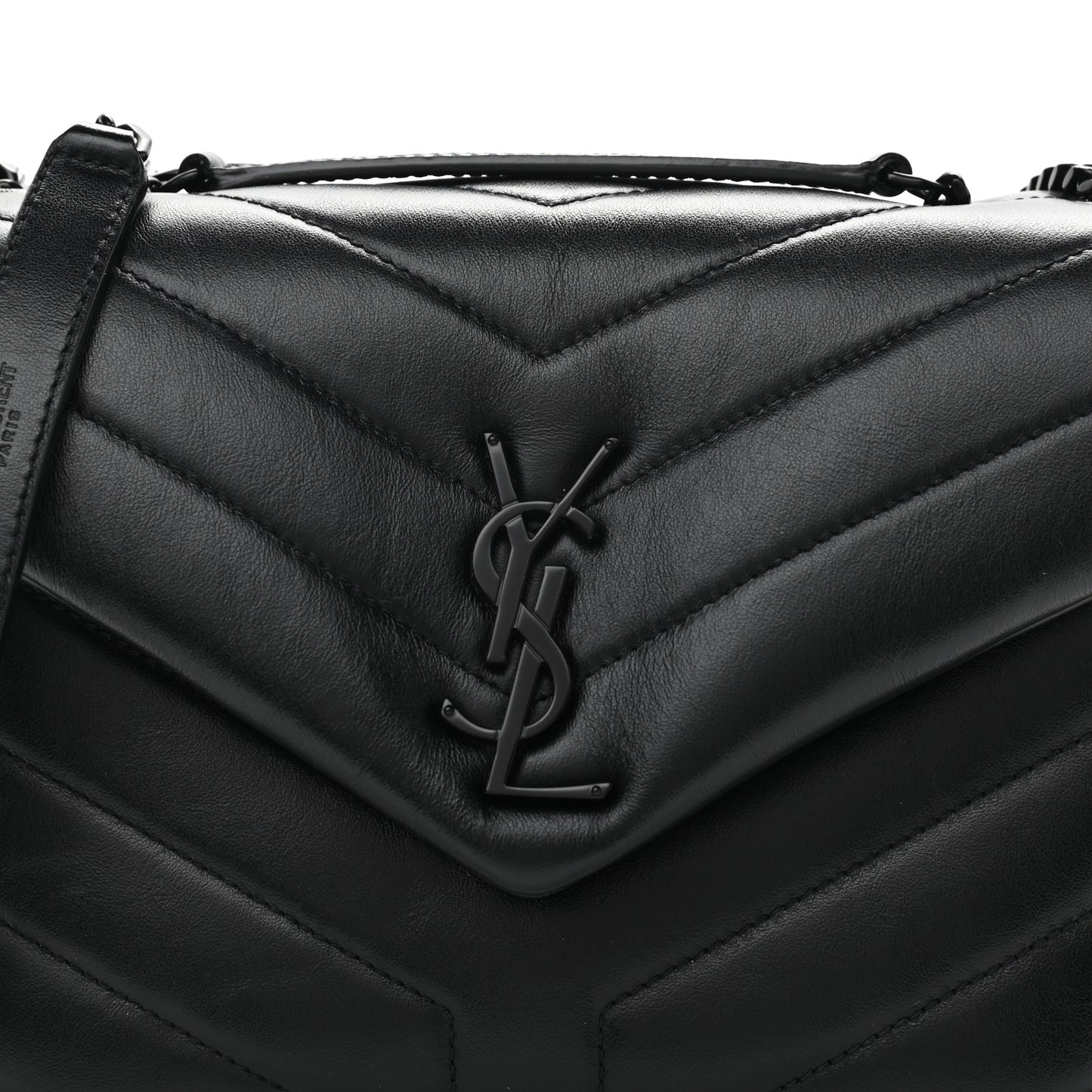 Calfskin Y Quilted Monogram Small Loulou Chain Satchel Black