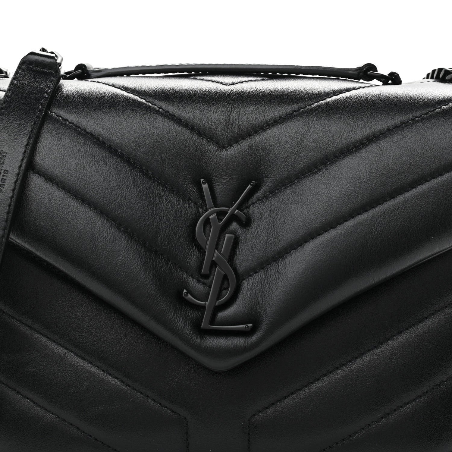 Saint Laurent Calfskin Y Quilted Monogram Small Loulou Chain Satchel Black 7 of 10