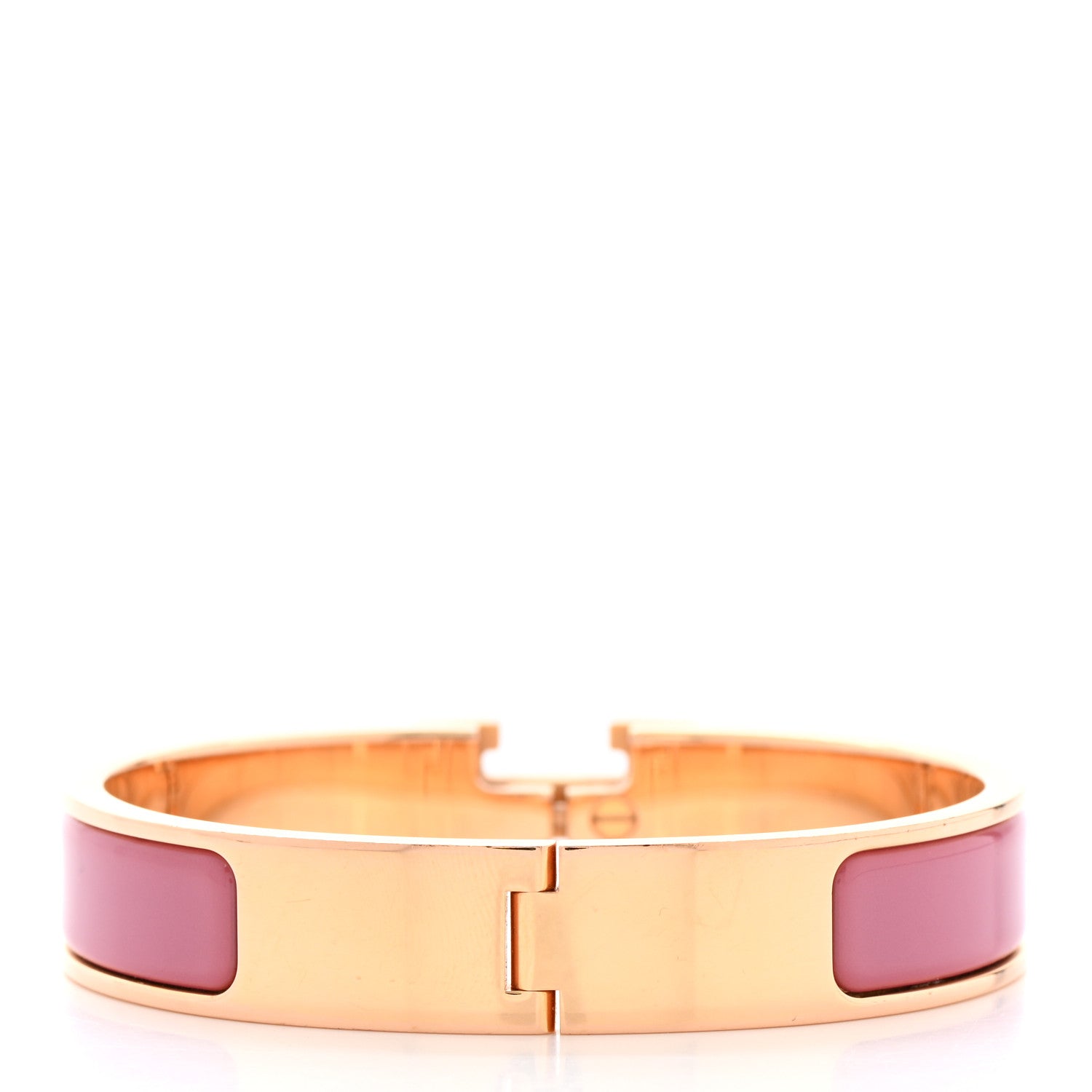 Hermes Enamel Narrow Clic Clac H Bracelet PM Rose Velours 3 of 6