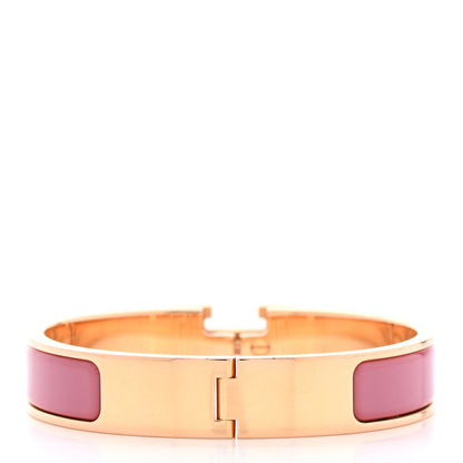 Hermes Enamel Narrow Clic Clac H Bracelet PM Rose Velours 3 of 6