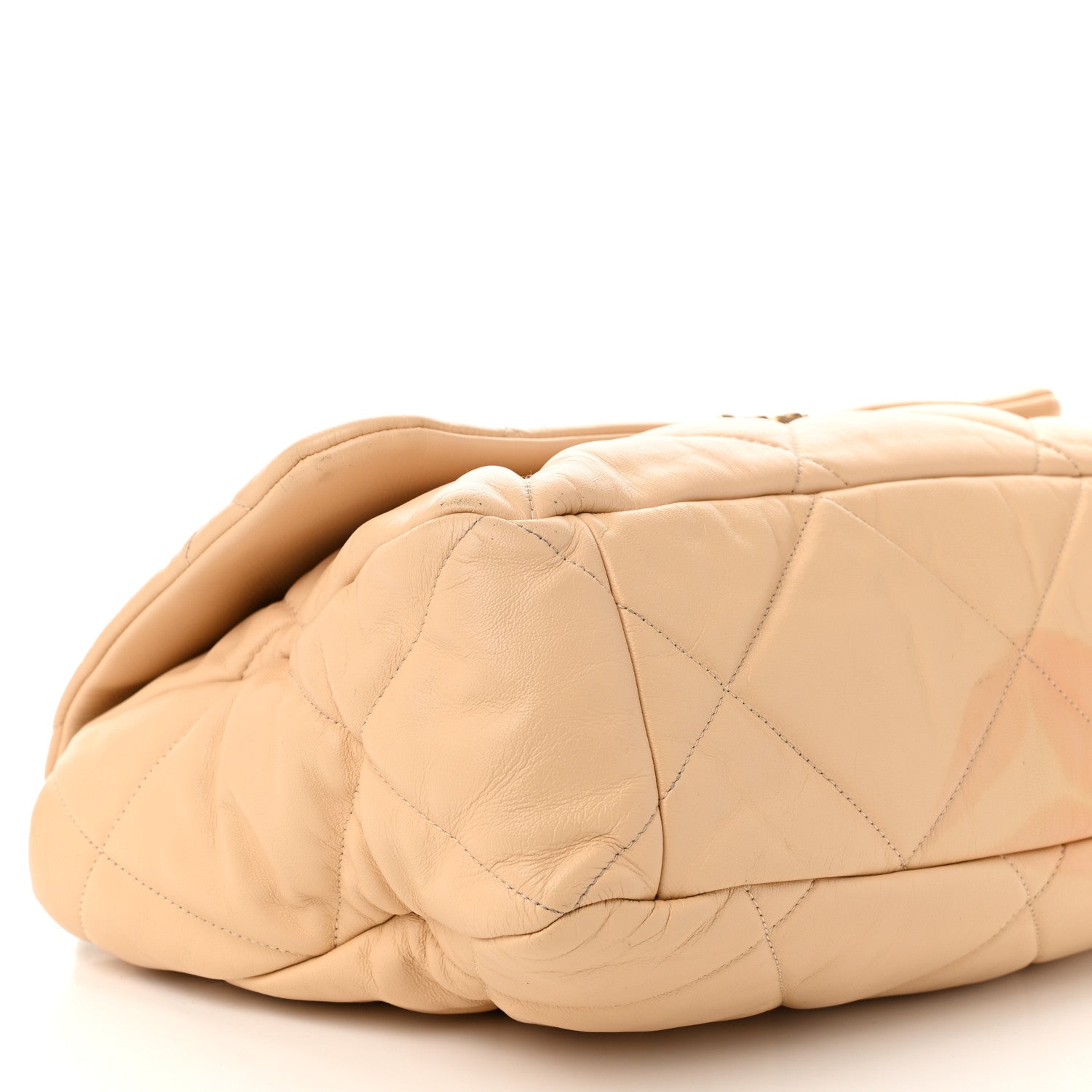 Chanel Goatskin Quilted Maxi Chanel 19 Flap Beige 9 of 14