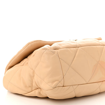 Chanel Goatskin Quilted Maxi Chanel 19 Flap Beige 9 of 14
