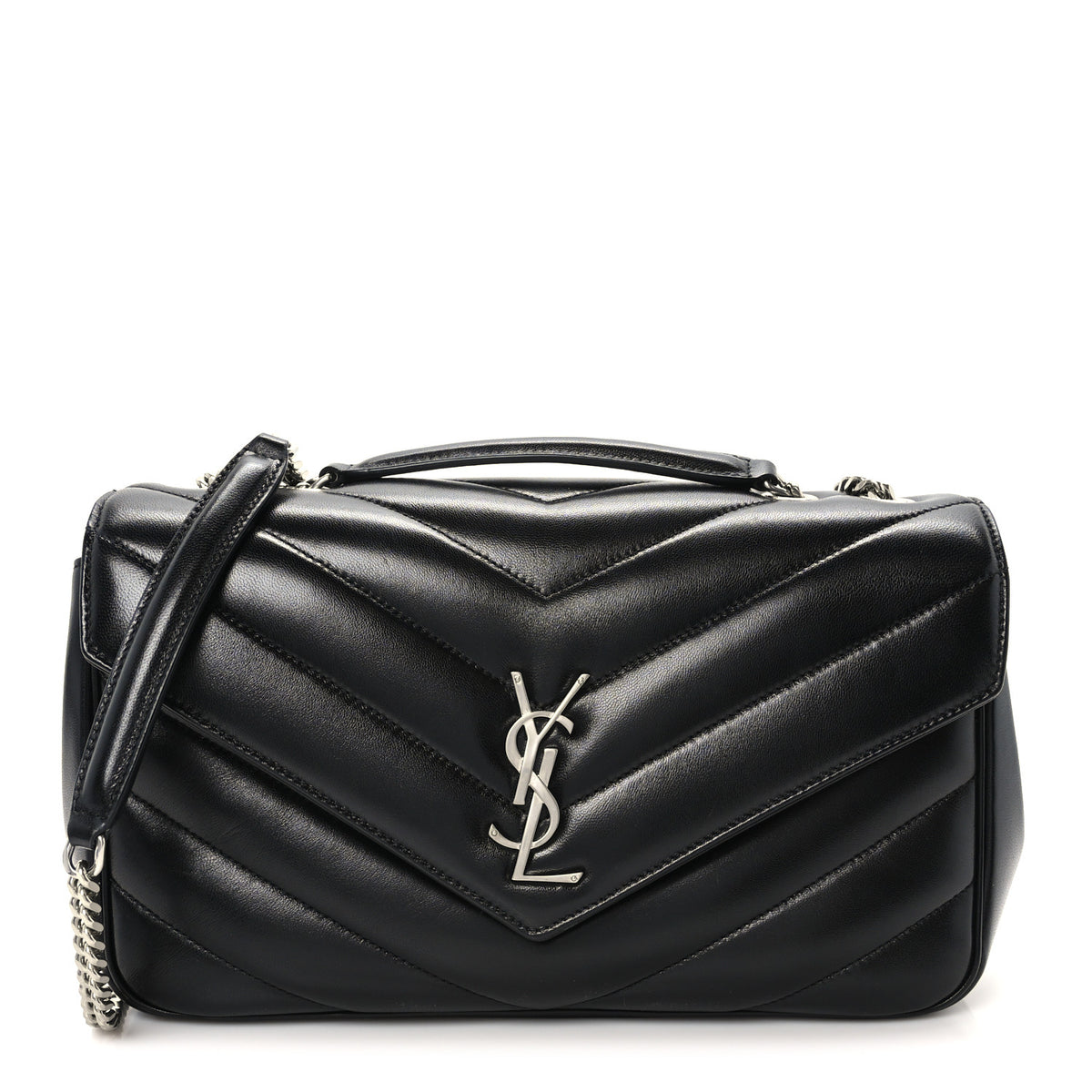 Lambskin Chevron Quilted Medium Loulou Black