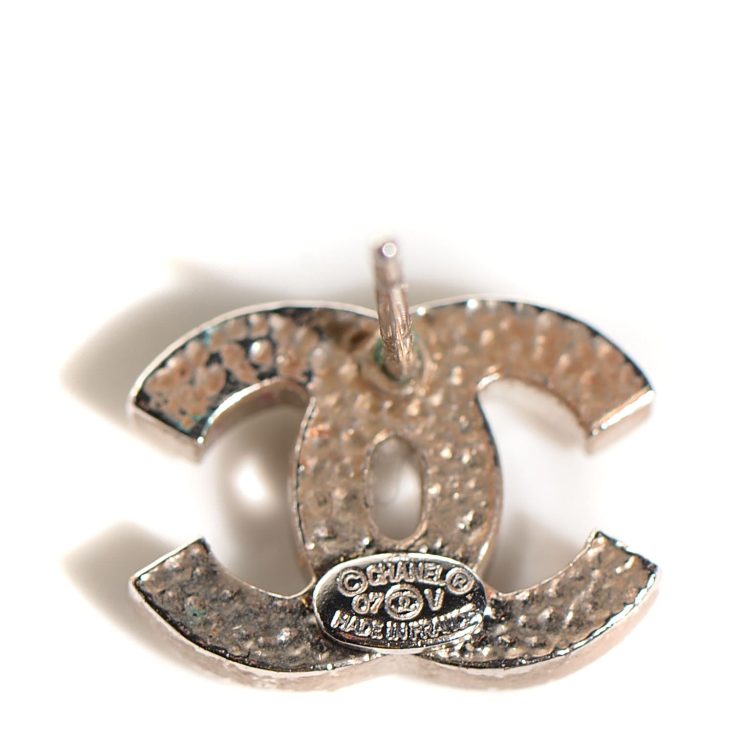 Chanel Crystal Timeless CC Earrings Silver 4 of 4