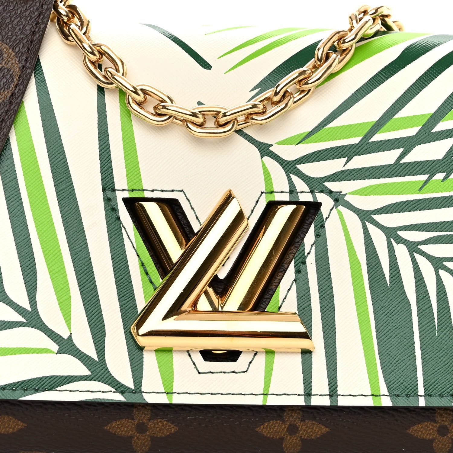 Louis Vuitton Monogram Palm Twist Chain Wallet Vert White 7 of 11