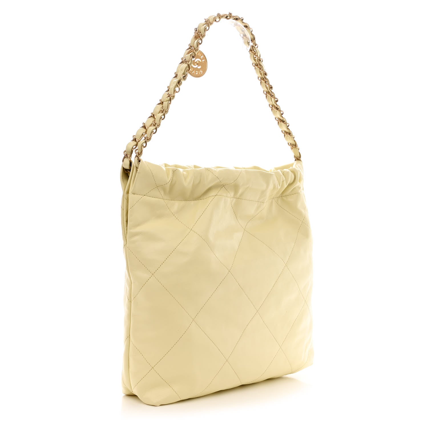 Chanel Shiny Calfskin Quilted Small Chanel 22 Light Yellow 4 of 12