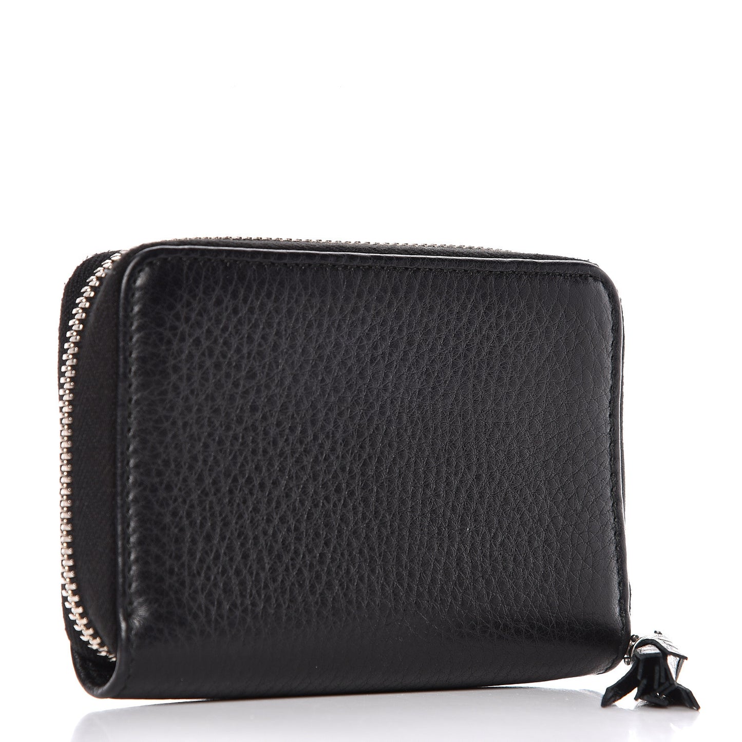 Pebbled Calfskin Studded Soho Compact Disco Zip Around Wallet Black