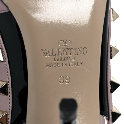 Valentino Garavani Patent Nappa Rockstud Ankle Strap 100mm Pumps 39 Black Poudre 6 of 8