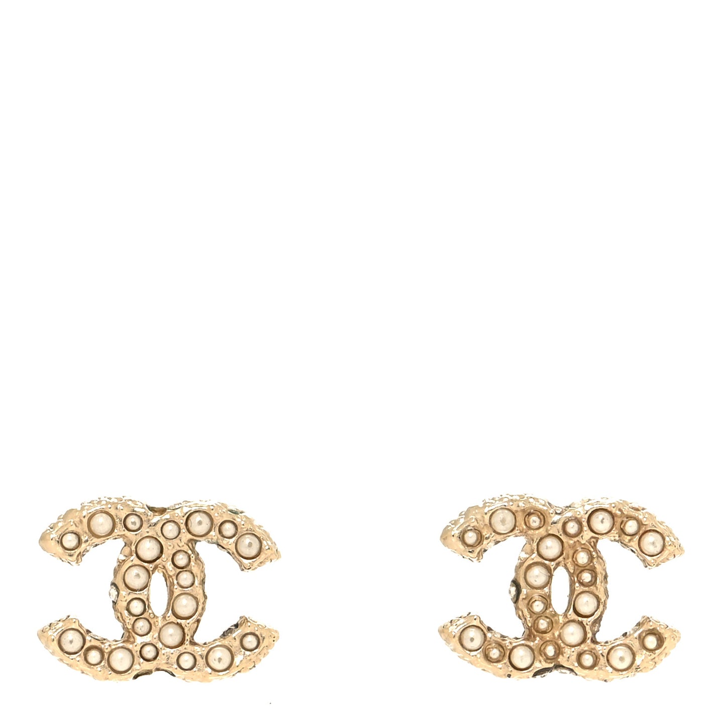 Pearl Crystal CC Earrings Gold
