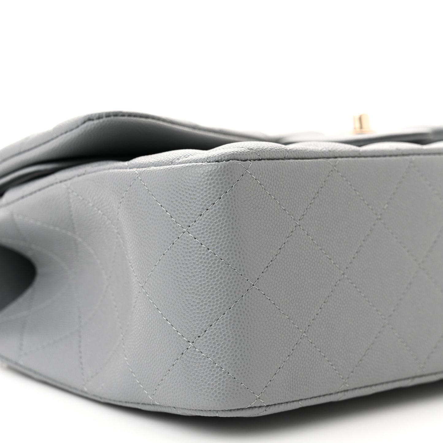 Caviar Quilted Jumbo Double Flap Grey