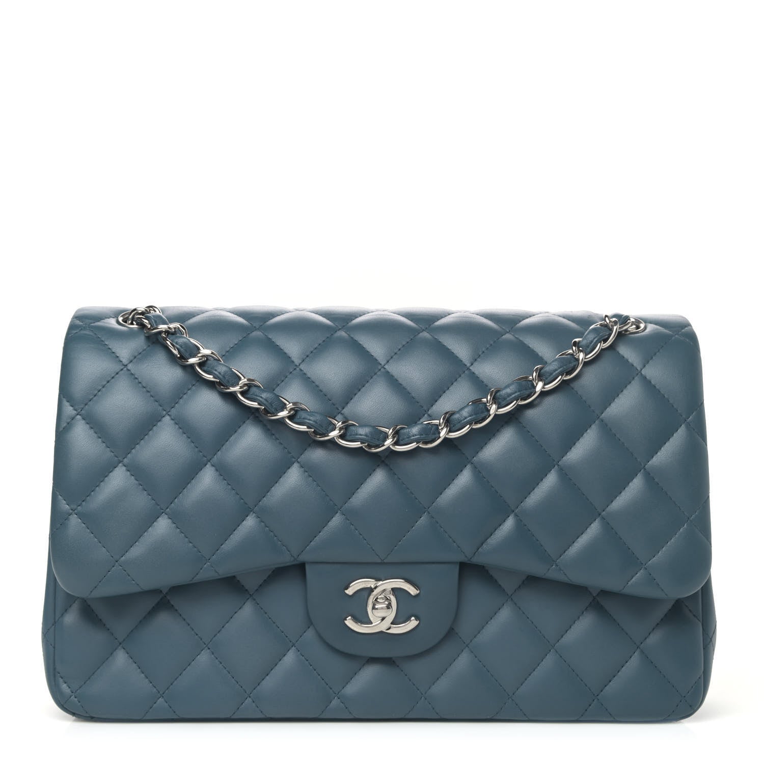 Chanel Lambskin Quilted Jumbo Double Flap Turquoise 1 of 10