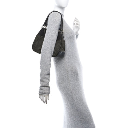 Prada Tessuto Nylon Calfskin Shoulder Bag Mimetico Moro 2 of 9