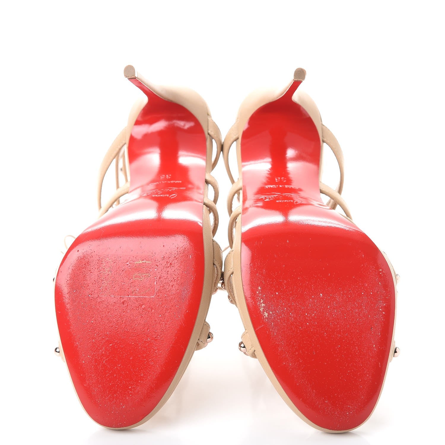 Christian Louboutin Kid Amazoubille 120 Studded Galdiator Sandals 38 Nude 7 of 10