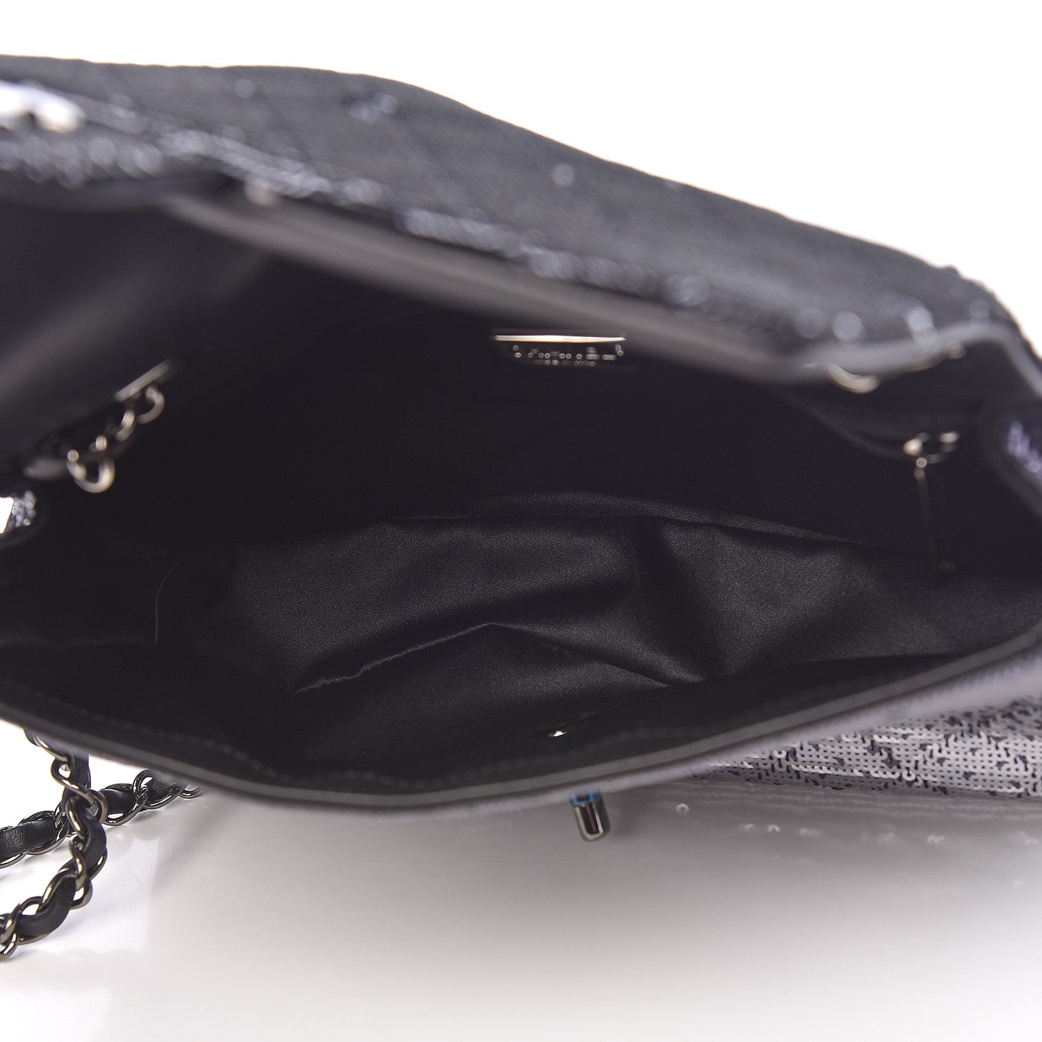 Chanel Sequin Medium Single Flap Black Silver 5 of 10