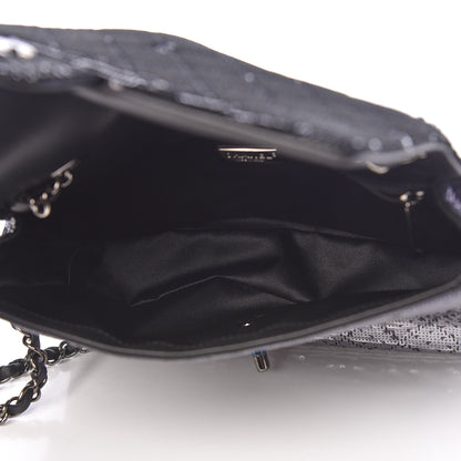 Chanel Sequin Medium Single Flap Black Silver 5 of 10