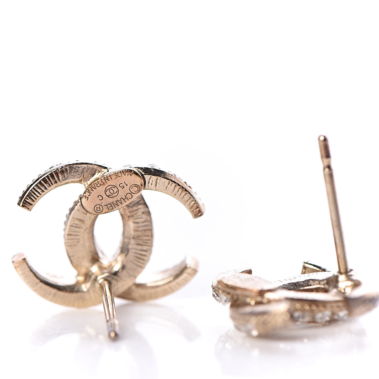 Crystal CC Moon Earrings Gold