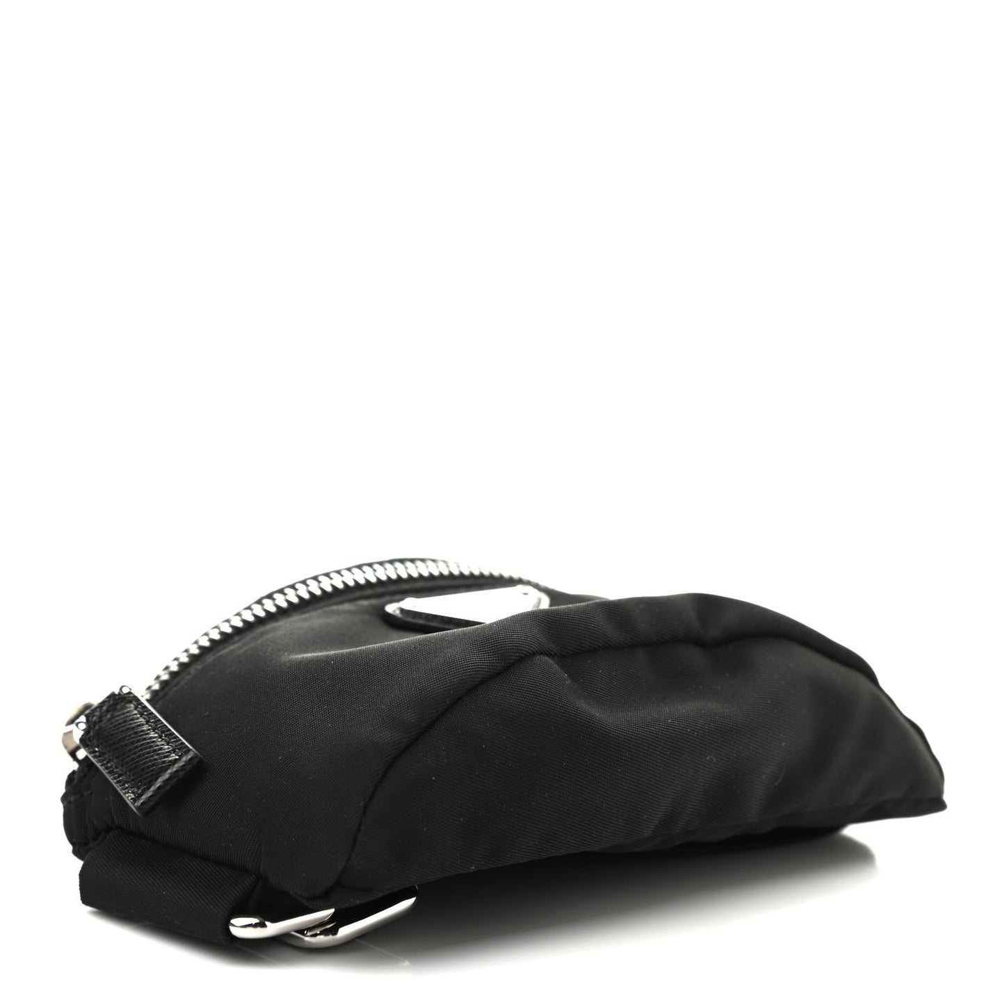 Re-Nylon Saffiano Metal Triangle Logo Mini Arm Pouch Black