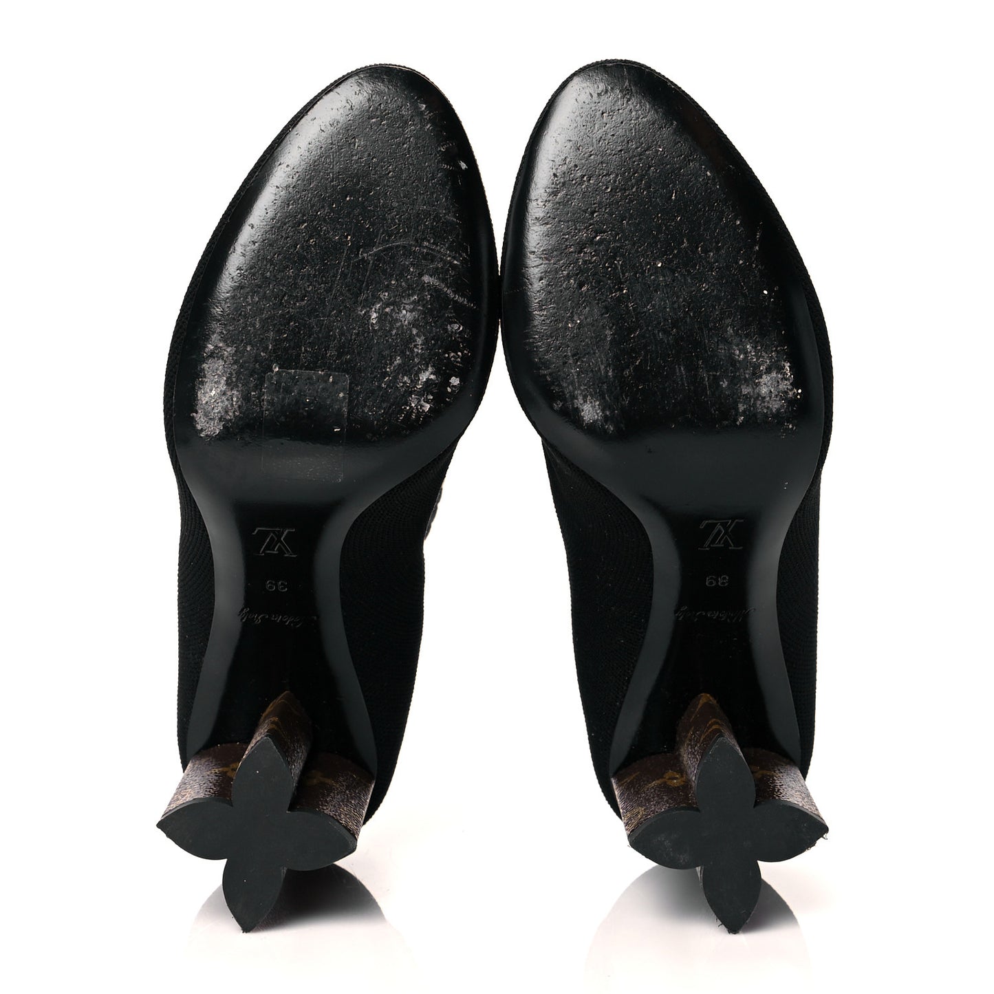 Monogram Stretch Fabric Silhouette Ankle Boots 39 Black