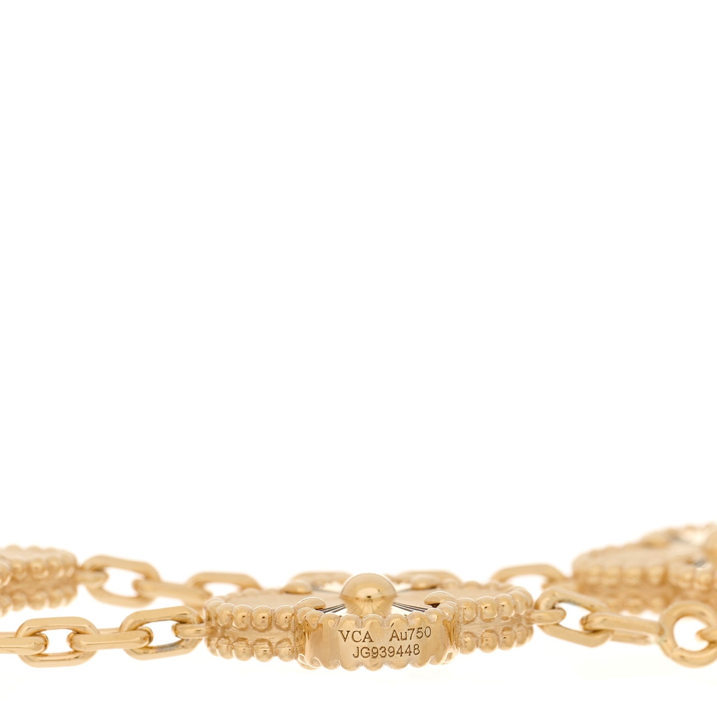 18K Yellow Gold 5 Motifs Guilloche Vintage Alhambra Bracelet