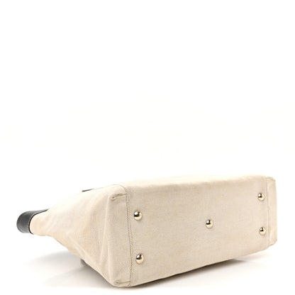 Gucci Calfskin Canvas Tote Black White 4 of 11