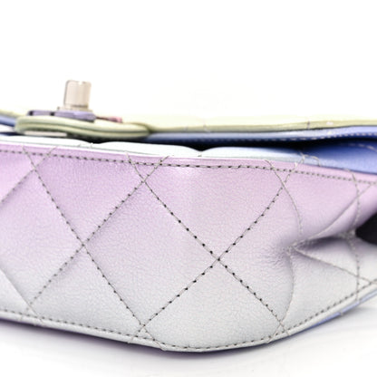 Chanel Gradient Metallic Calfskin Quilted Clutch Silver Blue Yellow Purple 10 of 11
