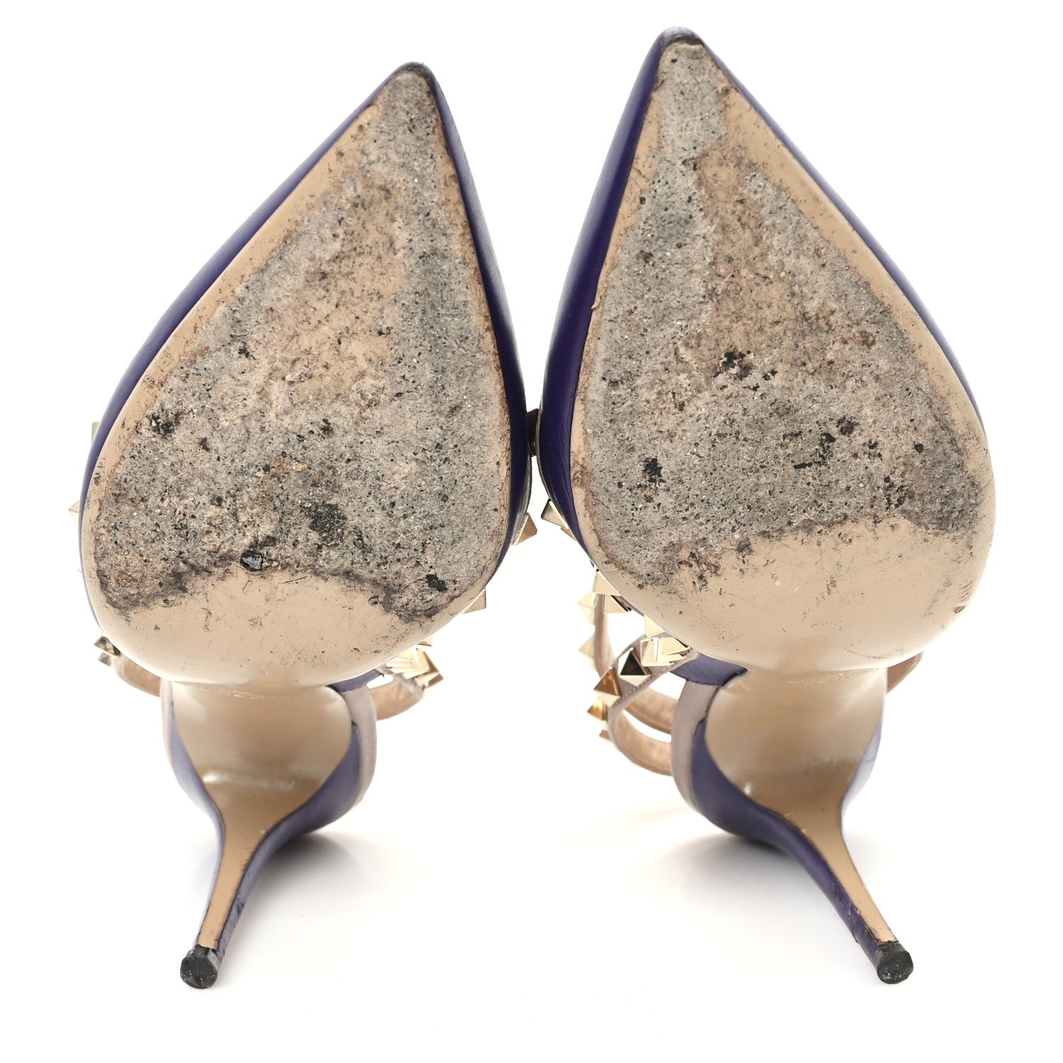Valentino Garavani Calfskin Nappa Rockstud Ankle Strap 100mm Pumps 39.5 Dark Purple Poudre 6 of 9