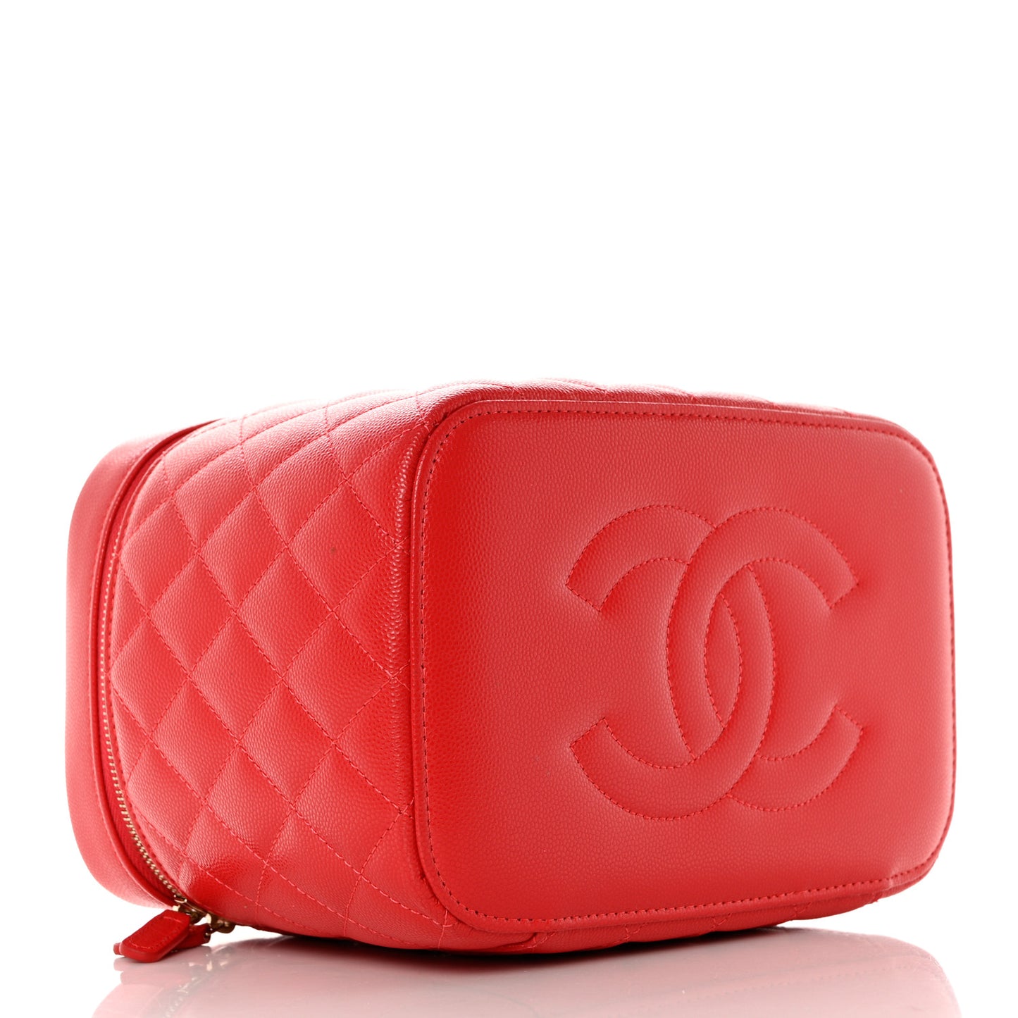 Caviar Quilted Large Vanity Pouch Red