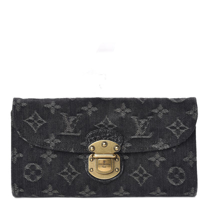 Louis Vuitton Denim Amelia Wallet Black 1 of 8