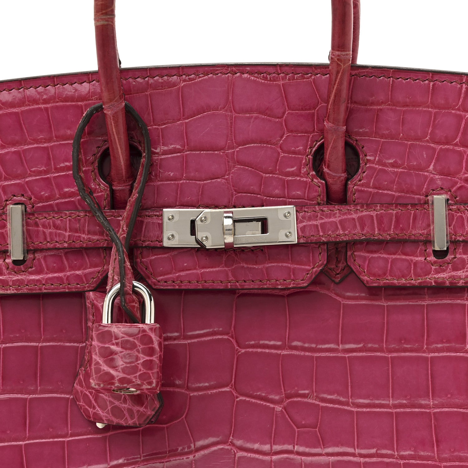 Hermes Shiny Niloticus Crocodile Birkin 25 Rose Scheherazade 8 of 14