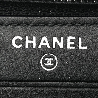 Chanel Calfskin Painted Chevron Embossed Small Boy Zip Wallet Black 6 of 13