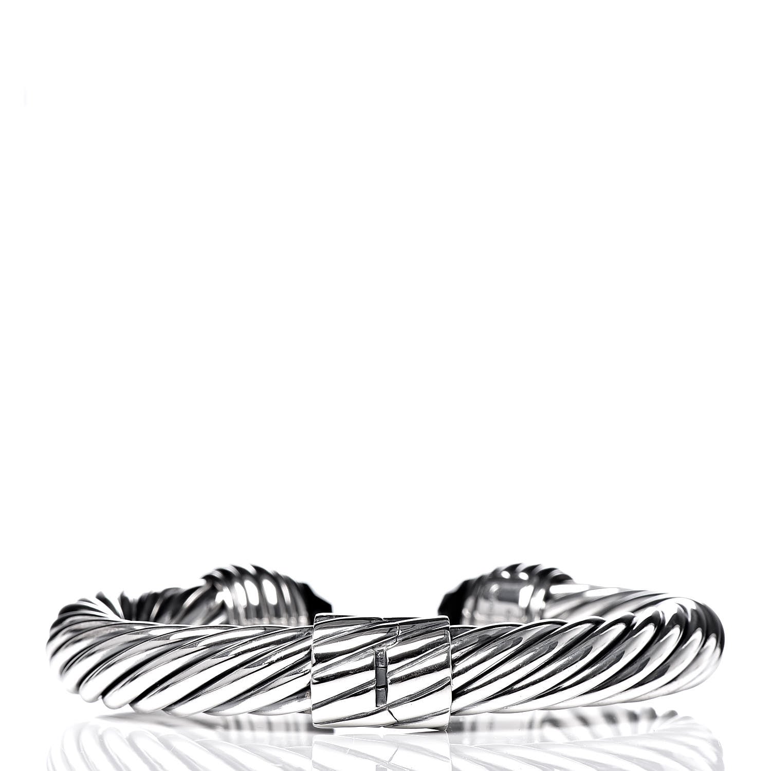 David Yurman Sterling Silver Black Onyx 10mm Cable Classics Hinged Bracelet 3 of 4