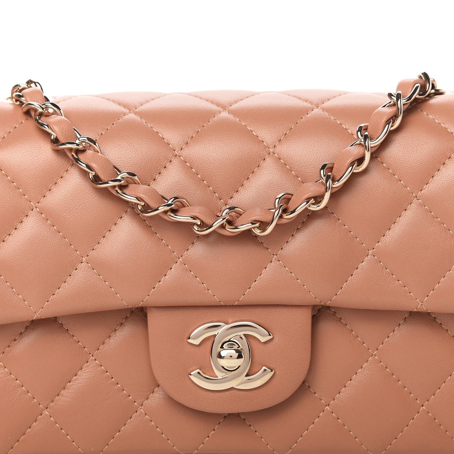 Lambskin Quilted Mini Rectangular Flap Brown