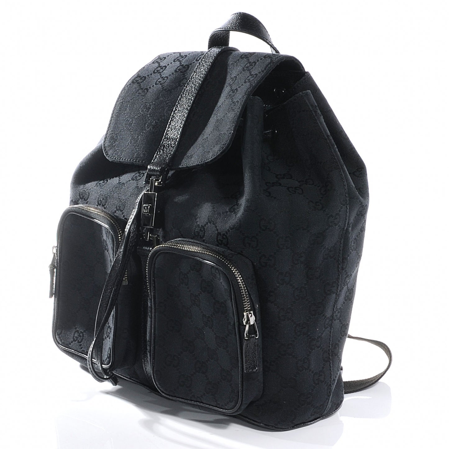 GG Monogram Single Buckle Backpack Black