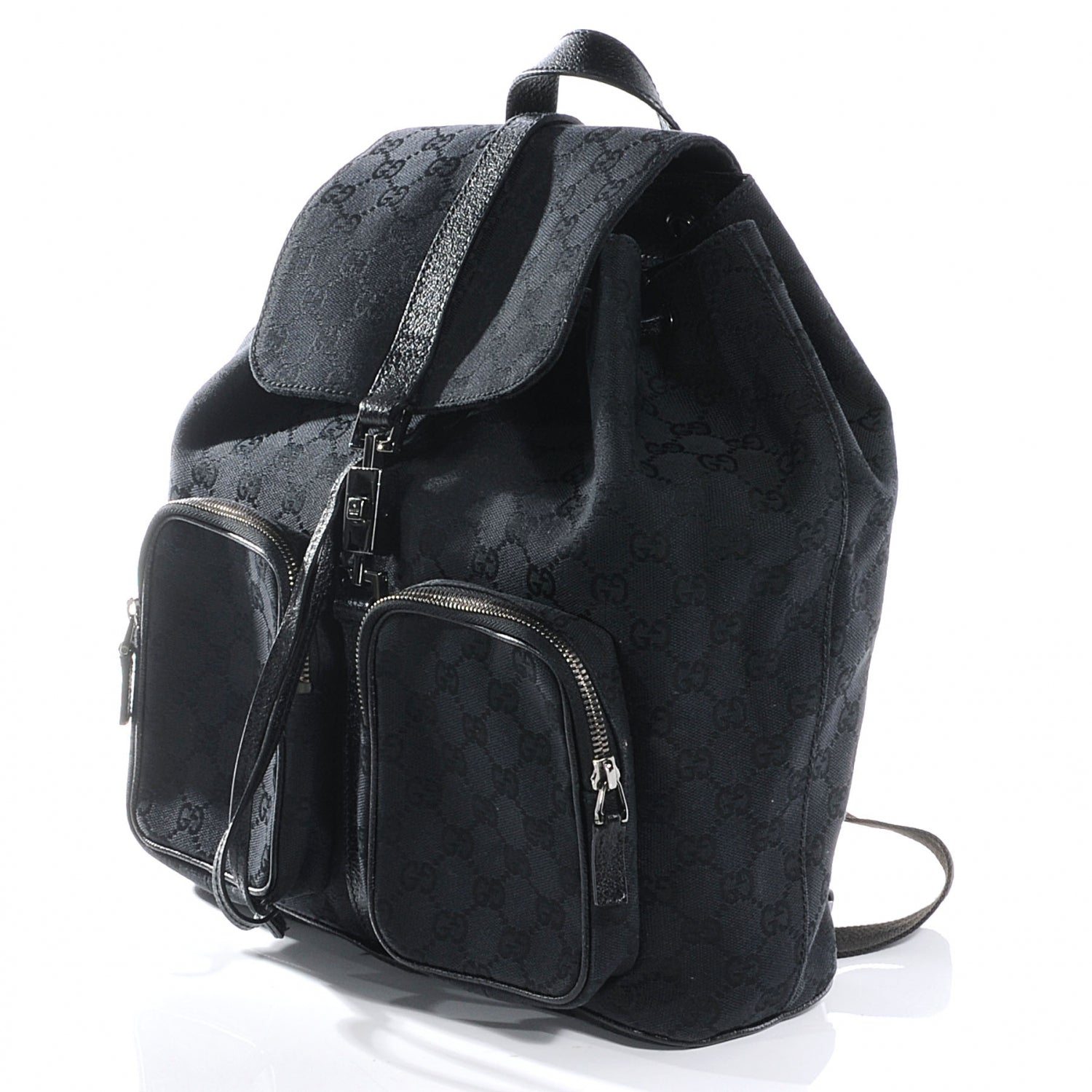 Gucci GG Monogram Single Buckle Backpack Black 3 of 10