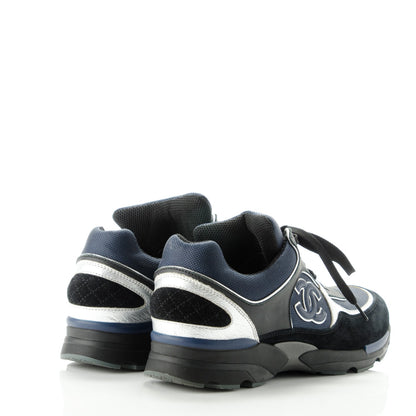 Chanel Suede Calfskin CC Sneakers 40 Black Navy 4 of 7