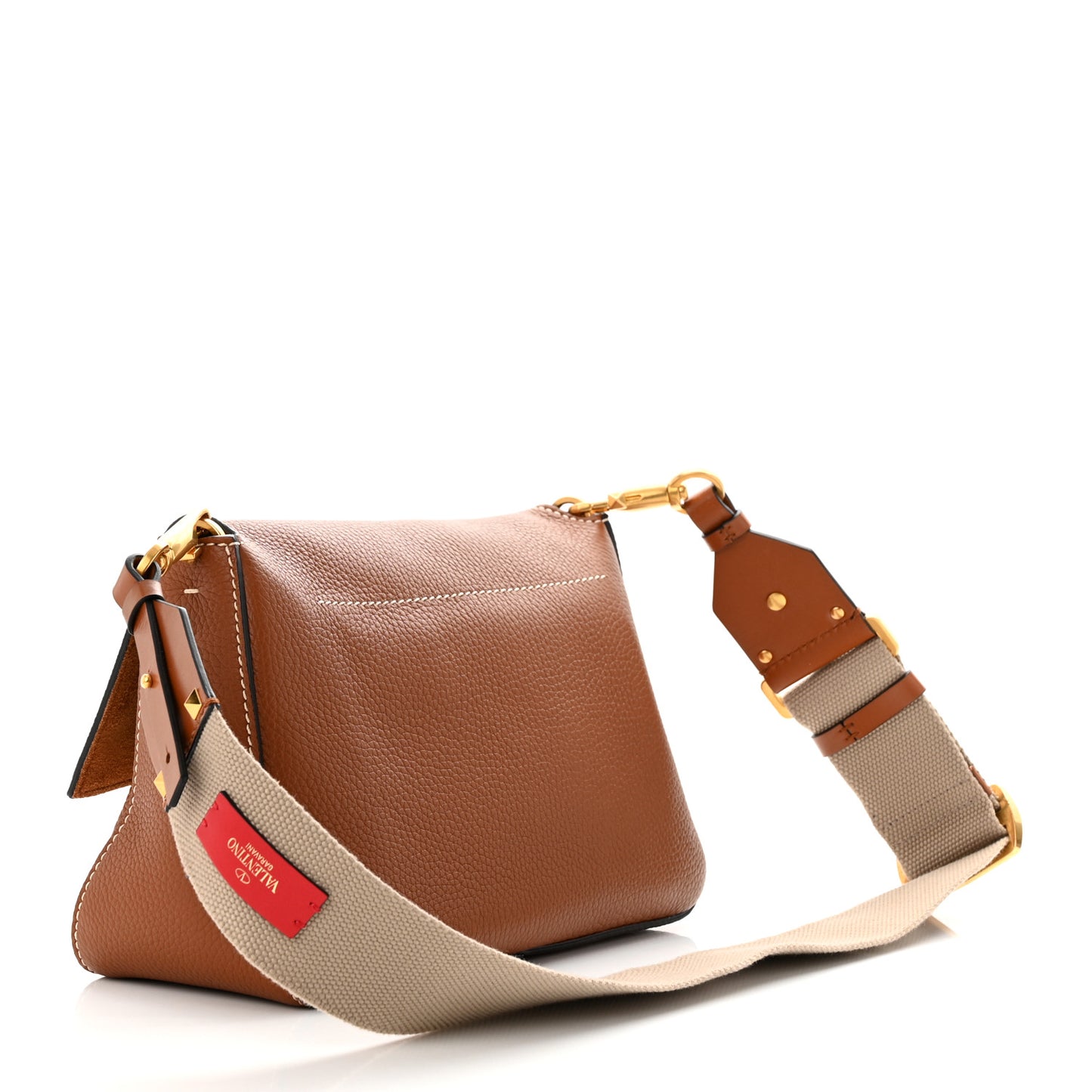Pebbled Calfskin Small VRing Shoulder Bag Saddle Brown