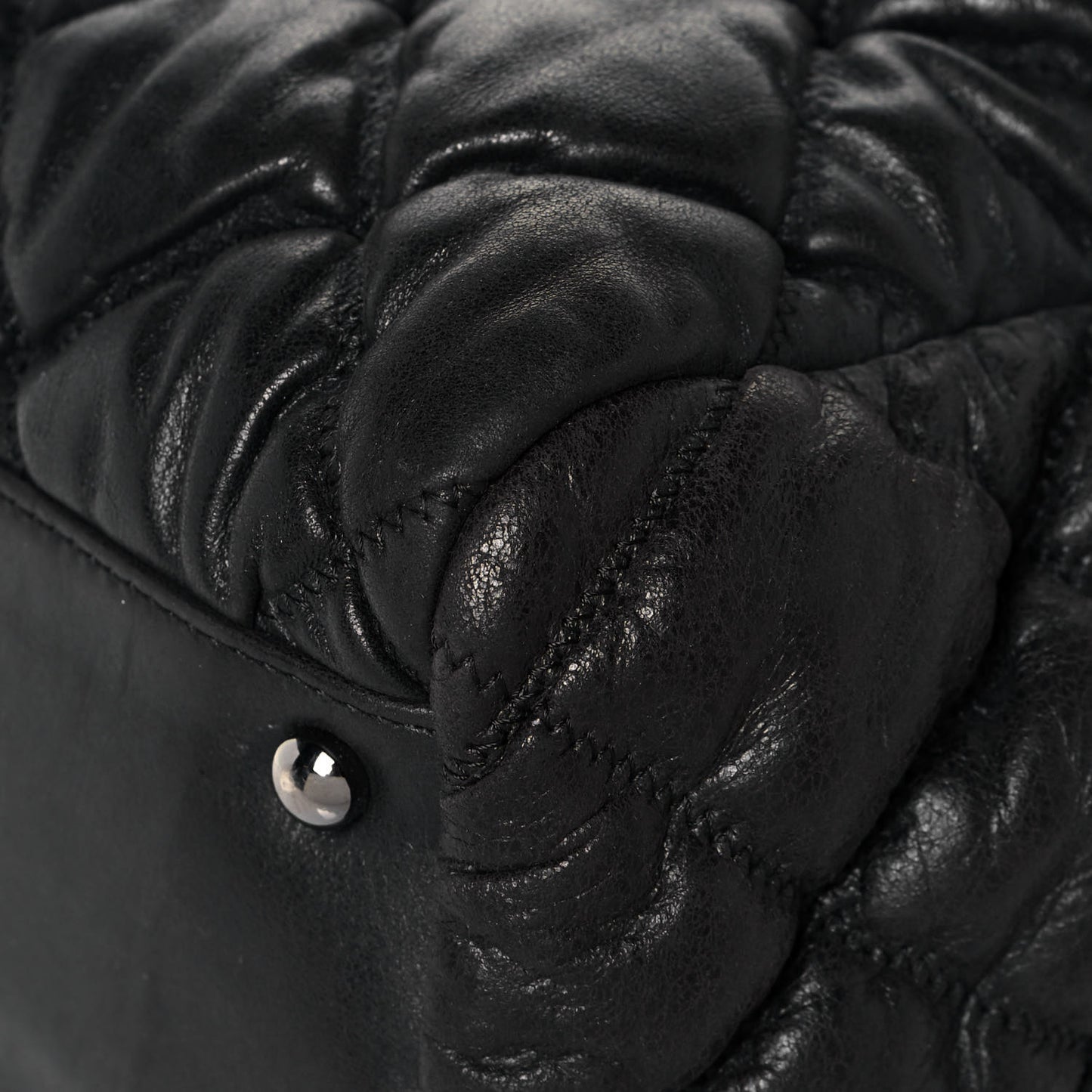 Calfskin Bubble Quilt Bowler Black
