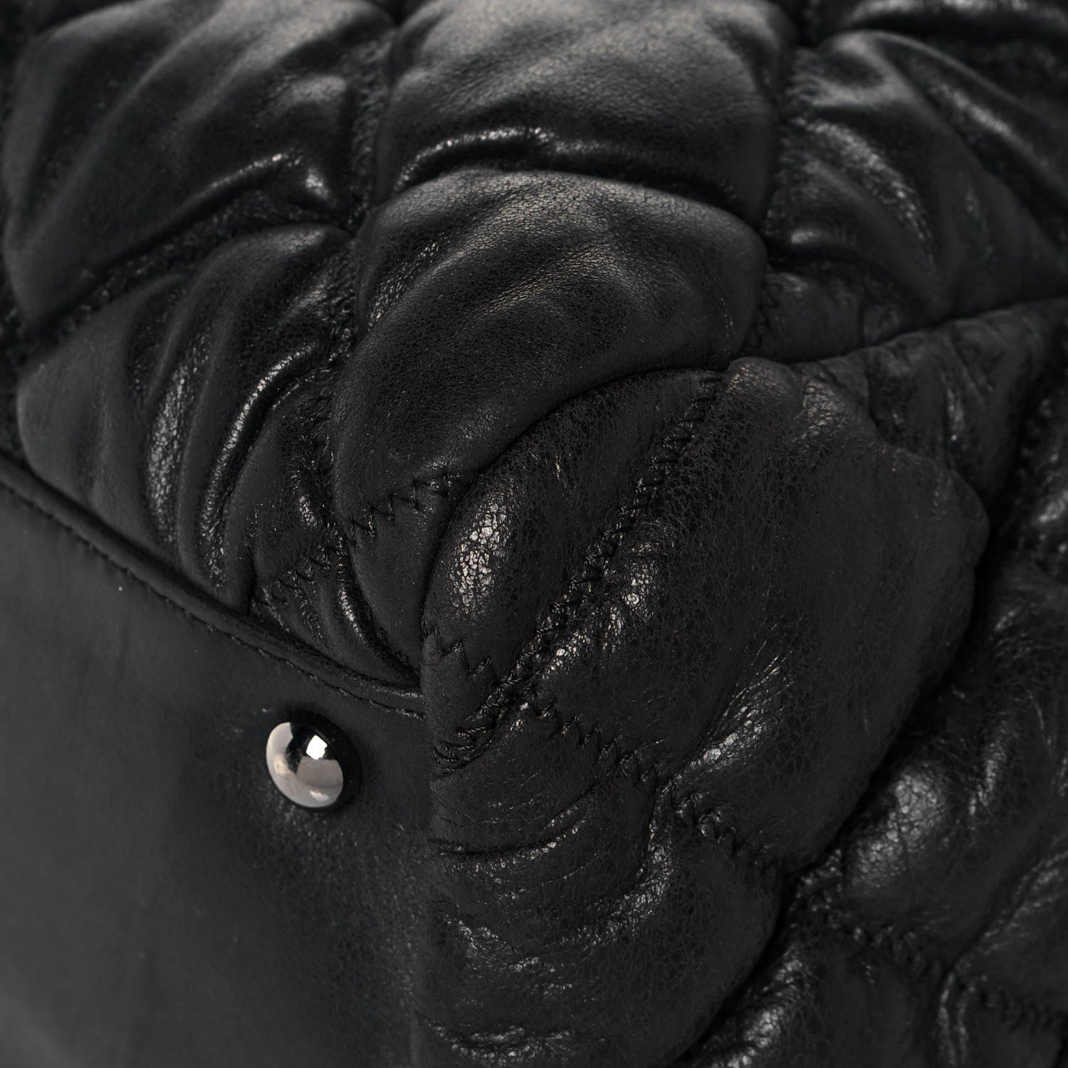 Chanel Calfskin Bubble Quilt Bowler Black 10 of 16