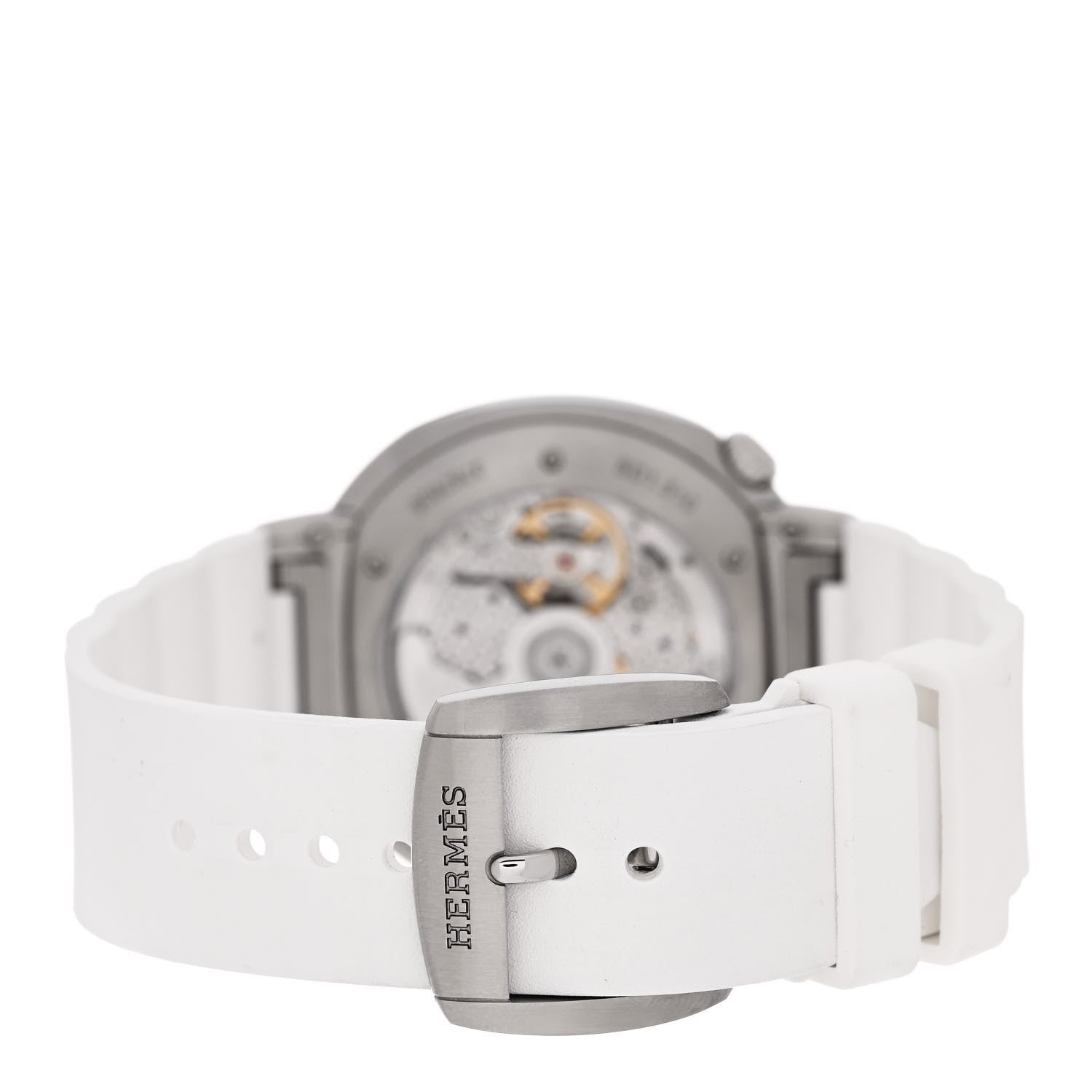 Hermes Stainless Steel Rubber 36mm Cut Automatic Watch Blanc 3 of 5