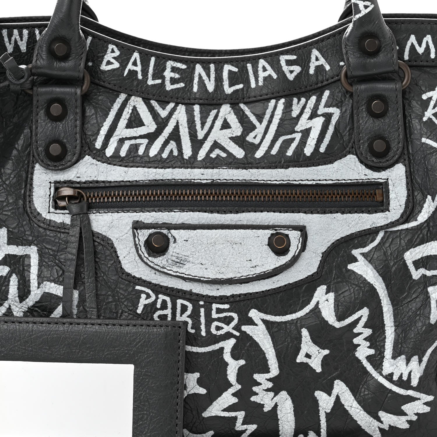Balenciaga Agneau Arena Graffiti All Over Classic Hardware City Gris Fossile White 8 of 12