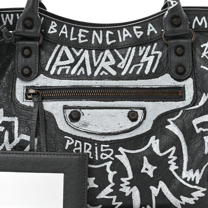 Balenciaga Agneau Arena Graffiti All Over Classic Hardware City Gris Fossile White 8 of 12