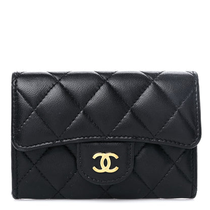 Chanel Lambskin Quilted Flap Card Holder Wallet Black 1 of 12